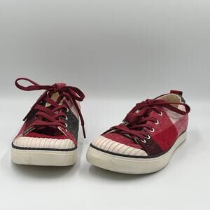 KEEN Elsa Fleece Buffalo Plaid Sneakers Red Dahlia Wool sz 7.5